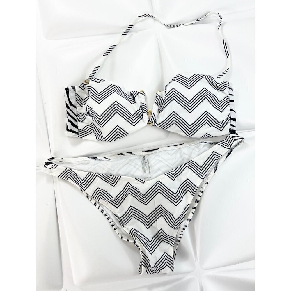Charlie by Matthew Zink MZ Vita Bandeau Halter Bikini 2pc Set Chevron Sz Large
